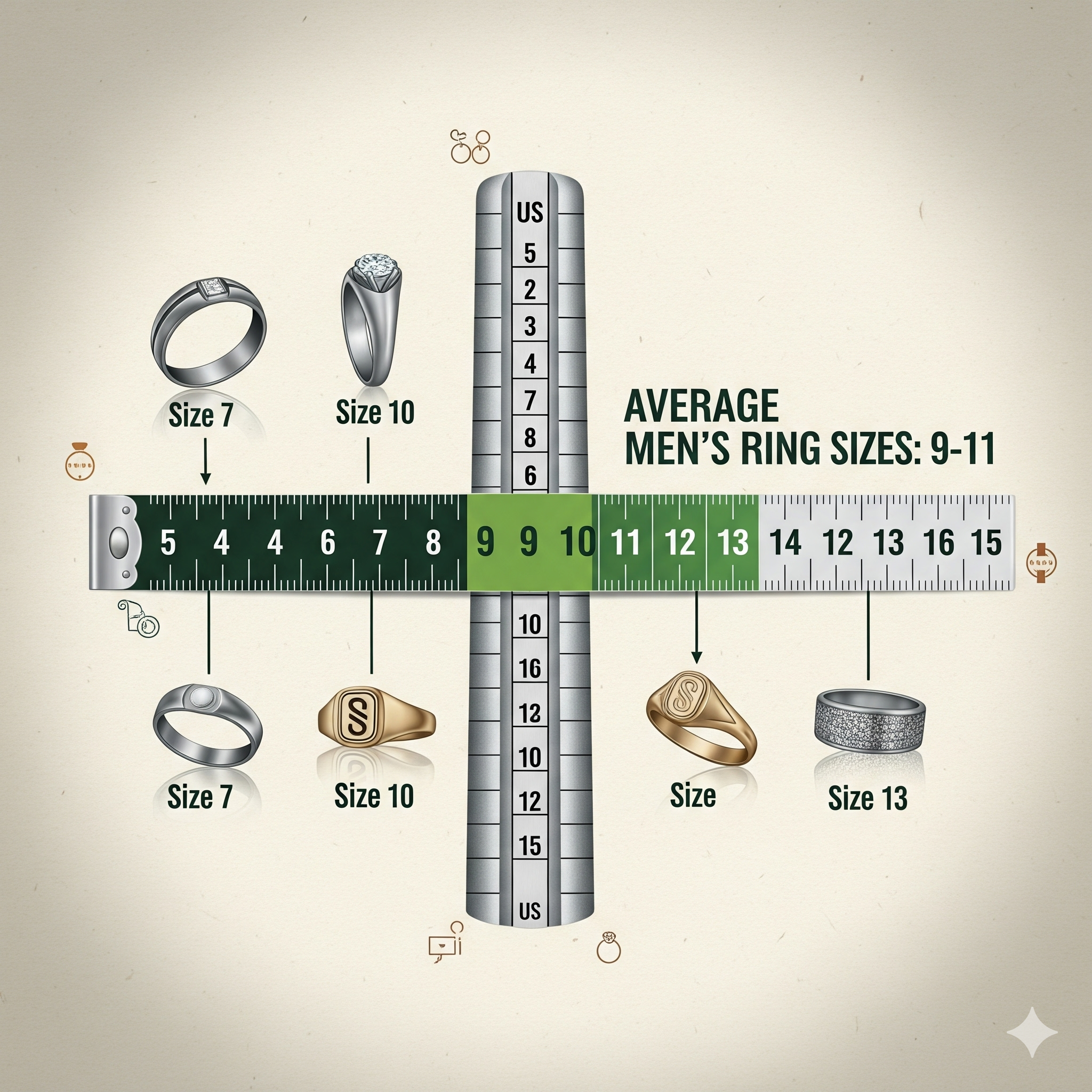 Image, Chartgraph showing men’s average sizes (9–11).
