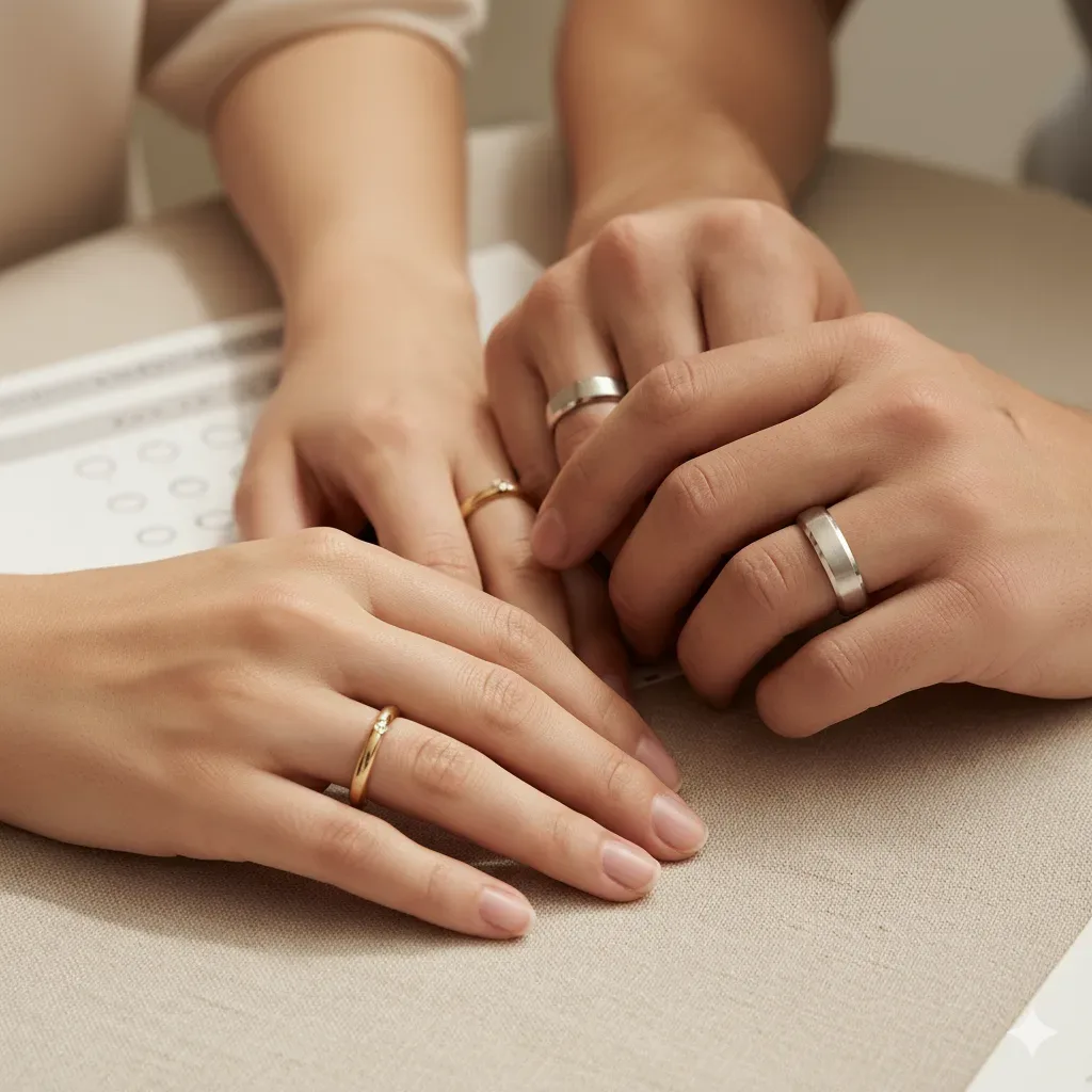 featured image of the blog named the averag ring size for men and women. showing both's rings men and women (1)