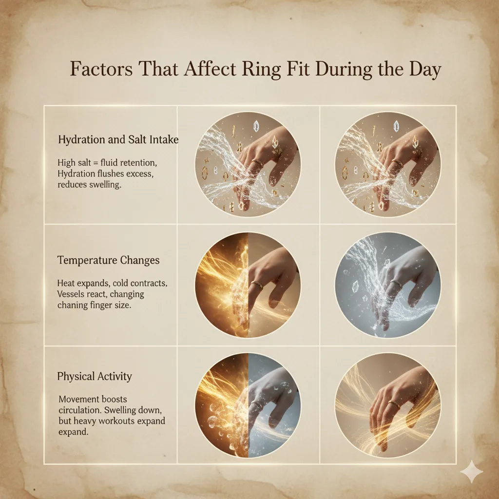 The image depicting the factors that affect the ring size during all day.